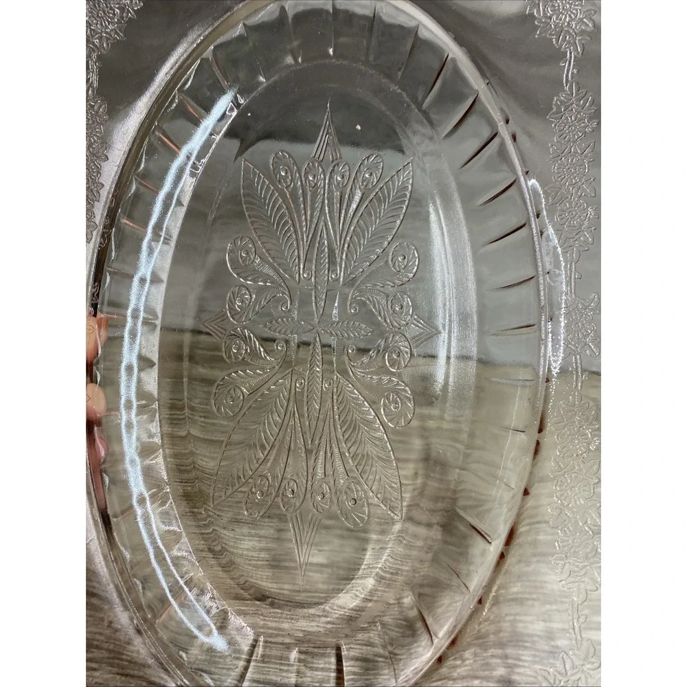Vintage ANCHOR HOCKING PINK DEPRESSION GLASS PRINCESS PLATTER PLATE 12